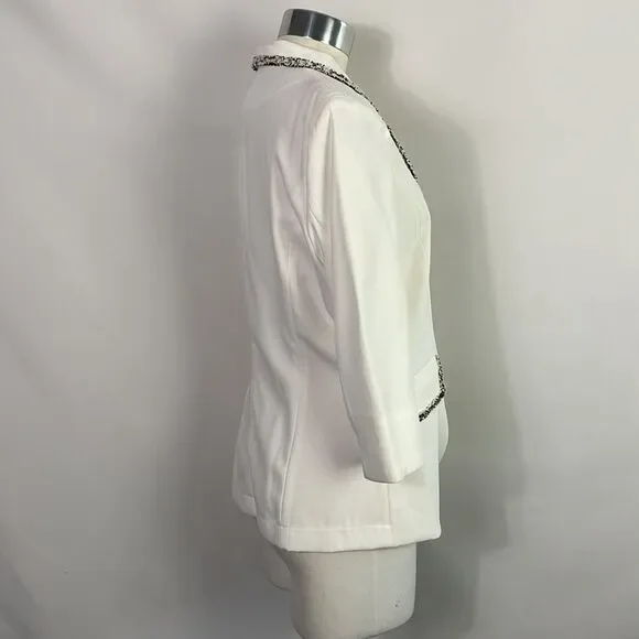 NWT Vicky and Lucas White Tweed Trim Jacket - Picture 2 of 7